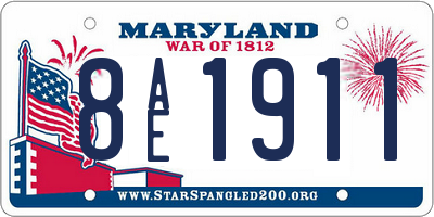 MD license plate 8AE1911