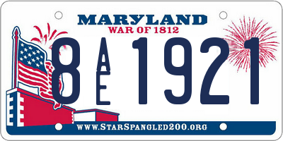 MD license plate 8AE1921