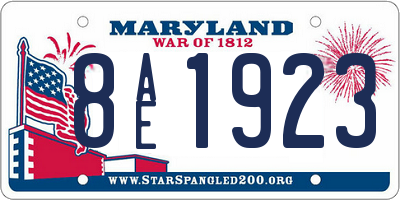 MD license plate 8AE1923
