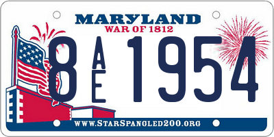 MD license plate 8AE1954
