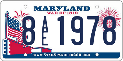 MD license plate 8AE1978