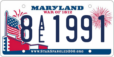 MD license plate 8AE1991