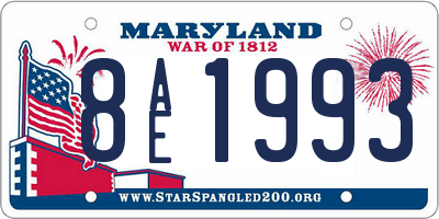 MD license plate 8AE1993