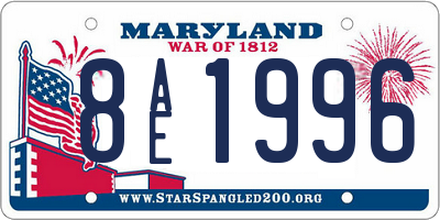 MD license plate 8AE1996