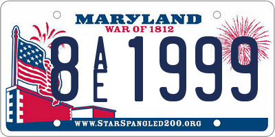 MD license plate 8AE1999