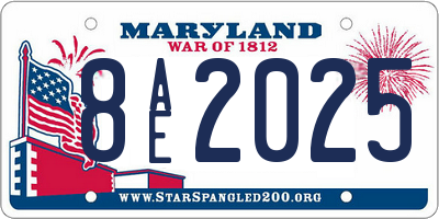 MD license plate 8AE2025