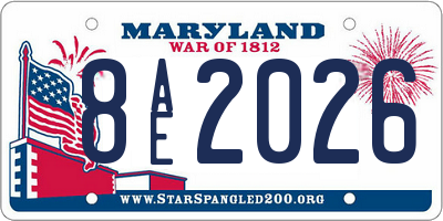 MD license plate 8AE2026