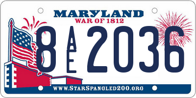 MD license plate 8AE2036