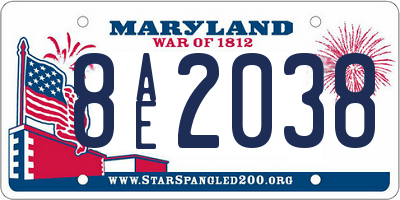 MD license plate 8AE2038
