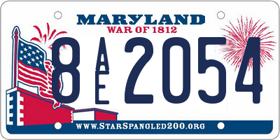 MD license plate 8AE2054