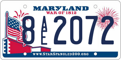 MD license plate 8AE2072
