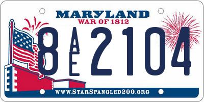 MD license plate 8AE2104