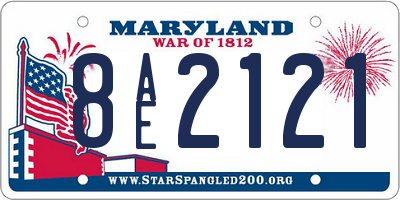 MD license plate 8AE2121