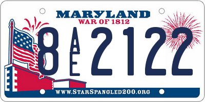 MD license plate 8AE2122