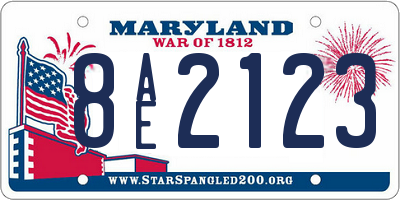 MD license plate 8AE2123