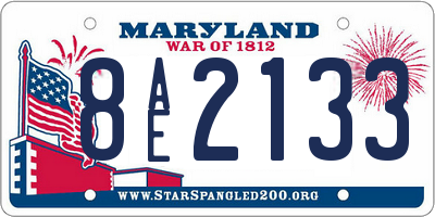 MD license plate 8AE2133