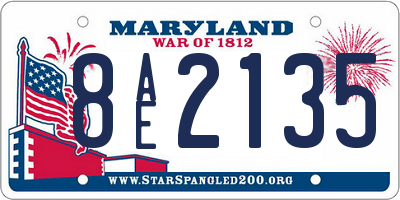 MD license plate 8AE2135