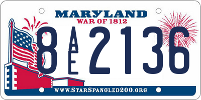 MD license plate 8AE2136