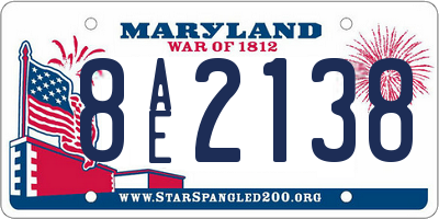 MD license plate 8AE2138