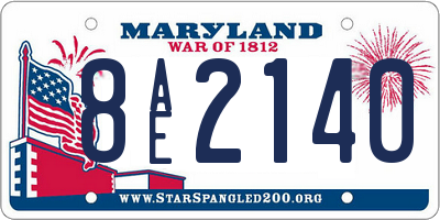 MD license plate 8AE2140