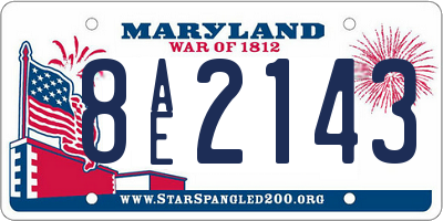 MD license plate 8AE2143