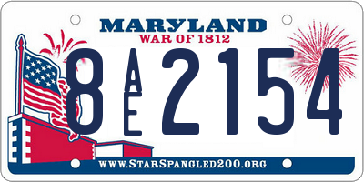 MD license plate 8AE2154