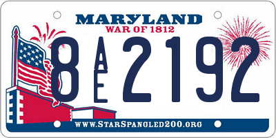 MD license plate 8AE2192