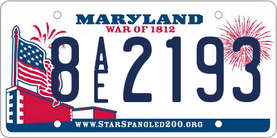 MD license plate 8AE2193
