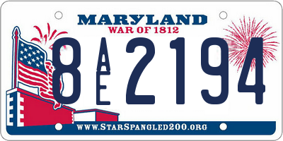 MD license plate 8AE2194