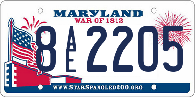 MD license plate 8AE2205