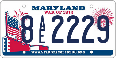 MD license plate 8AE2229
