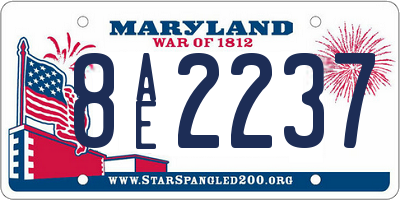 MD license plate 8AE2237