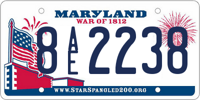 MD license plate 8AE2238