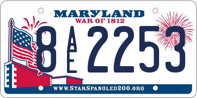 MD license plate 8AE2253