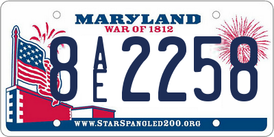 MD license plate 8AE2258