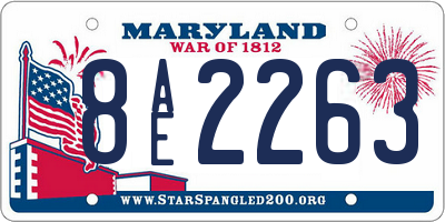 MD license plate 8AE2263