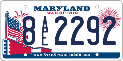 MD license plate 8AE2292