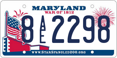 MD license plate 8AE2298