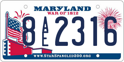 MD license plate 8AE2316