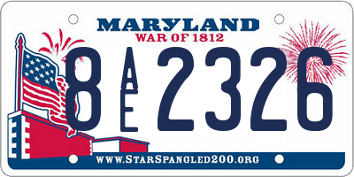 MD license plate 8AE2326