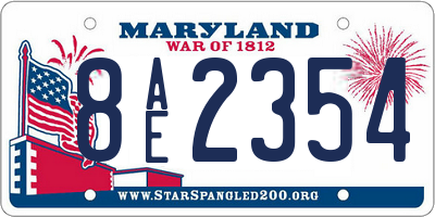 MD license plate 8AE2354