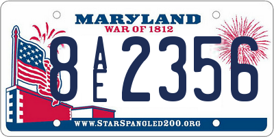 MD license plate 8AE2356