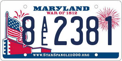 MD license plate 8AE2381
