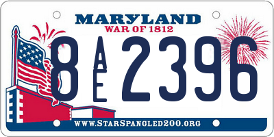 MD license plate 8AE2396