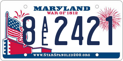 MD license plate 8AE2421