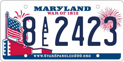 MD license plate 8AE2423