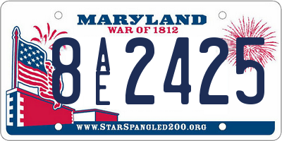 MD license plate 8AE2425