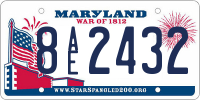 MD license plate 8AE2432