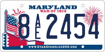 MD license plate 8AE2454