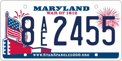 MD license plate 8AE2455